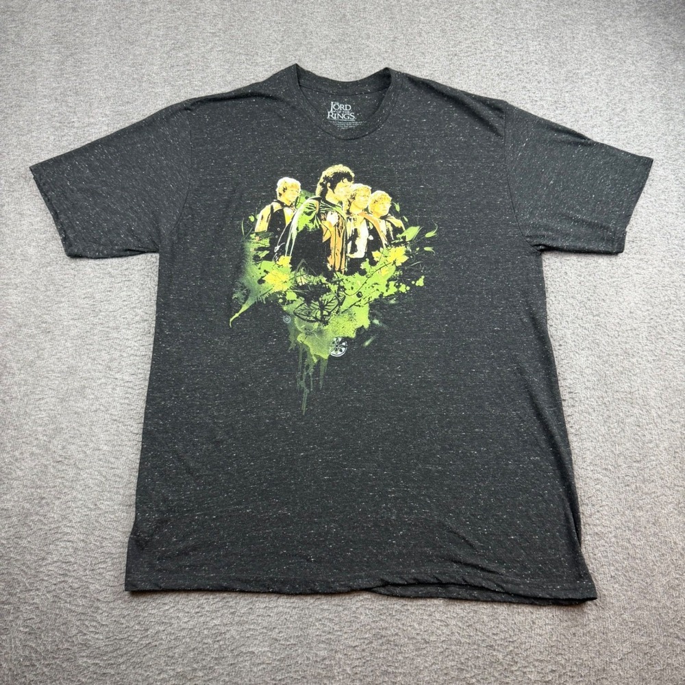 The Lord of the Rings T-Shirt Men's XL Charcoal Grey Fellowship Graphic Print